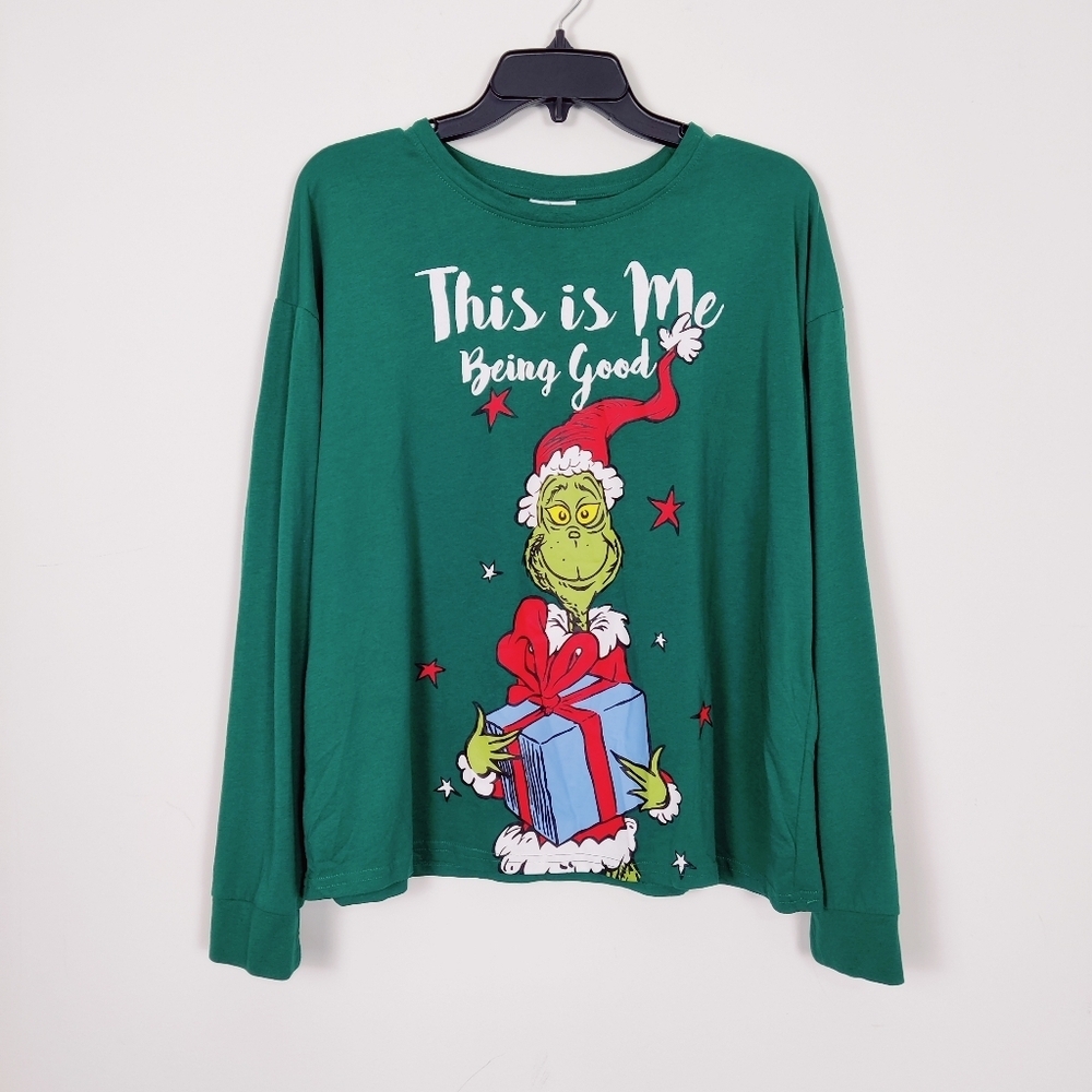 Dr. Seuss Grinch Shirt Christmas "This is me Being Good" Size Large Unisex